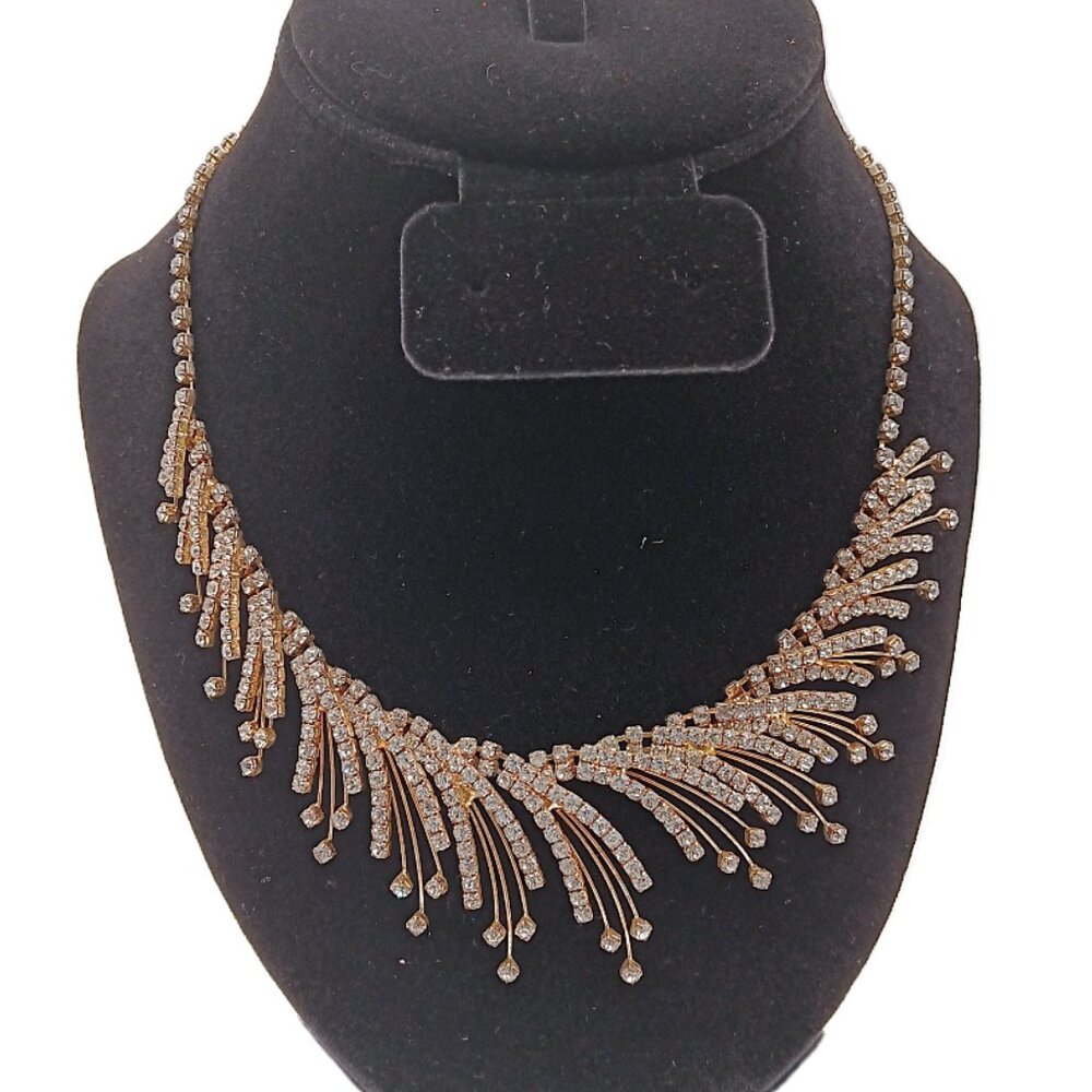 Vtg Christina Collection Crystal Spray Necklace 18” Rhinestone Wedding Formal
